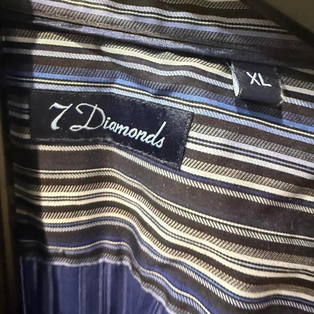 7 Diamonds blue striped button up shirt Size XL - Picture 2 of 6